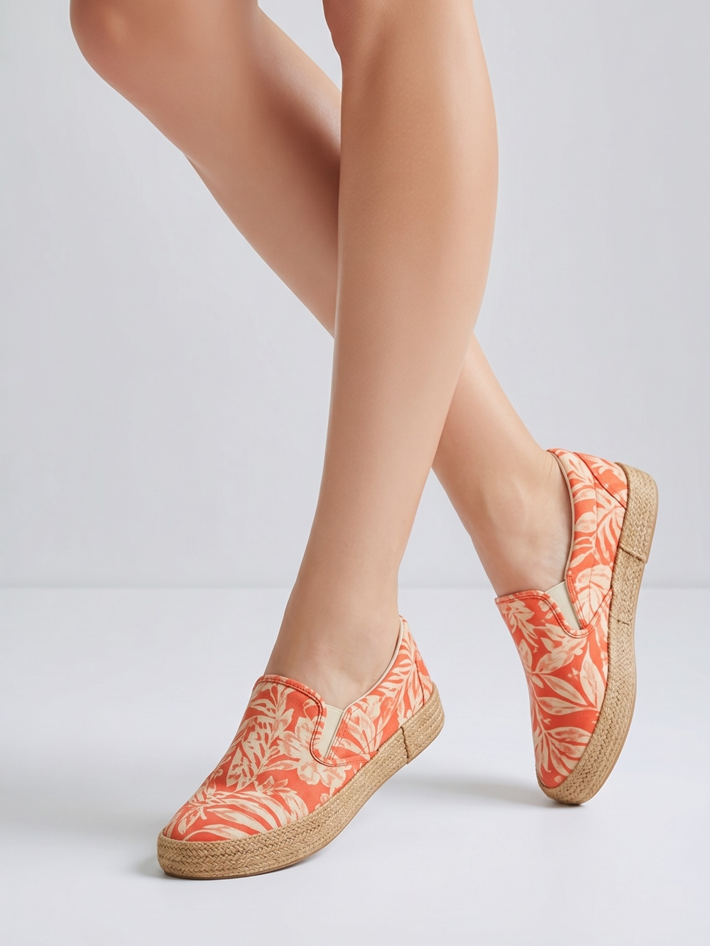 Vans Coral Tropical Floral Slip-On Espadrilles Sneakers Women's Size 10